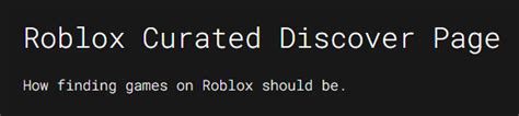 The Roblox Curated Discover Page - Find games by smaller 