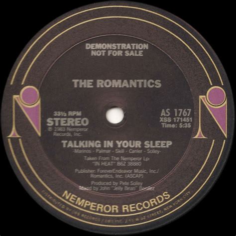 The Romantics Talking In Your Sleep Lyrics