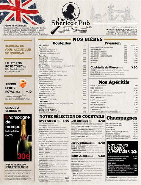 The Sherlock Pub - Restaurant Verdun Menu