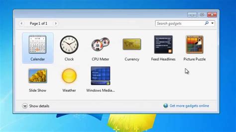 The Sidebar Gadgets in Windows 7