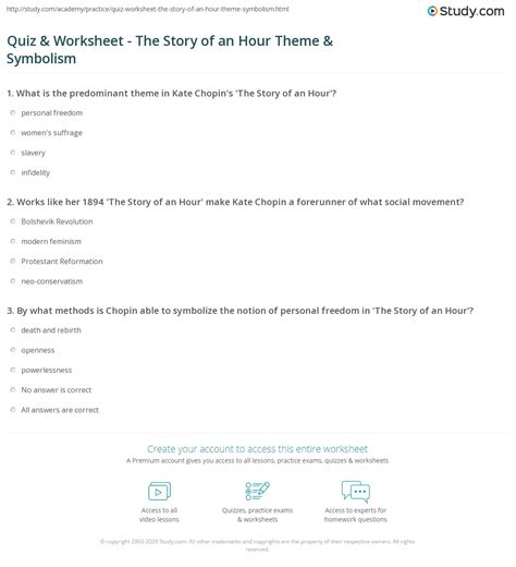 The Story Of An Hour Worksheet