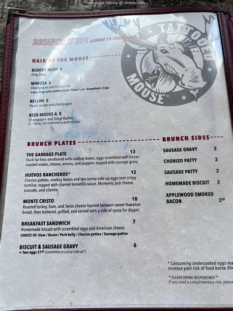 The Tattooed Moose Menu
