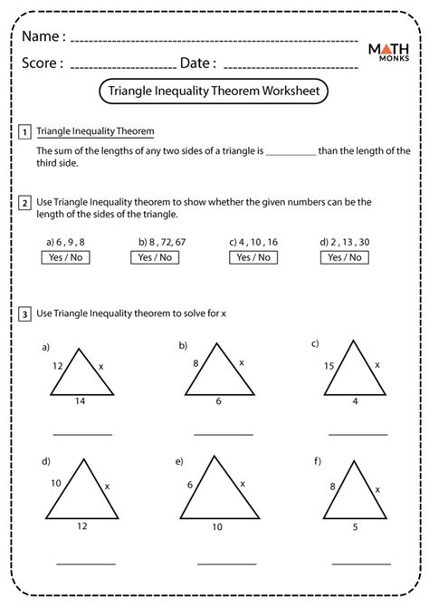 The Triangle Inequality Theorem Worksheet