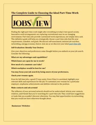 The Ultimate Guide to Finding Your Ideal Part-Time Job