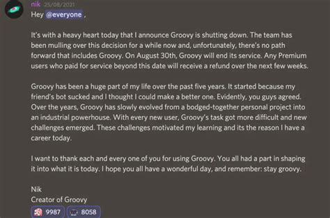 The end of Groovy bot