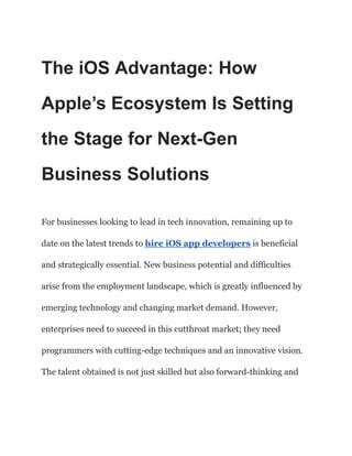 The iOS Advantage: Security and User Experience