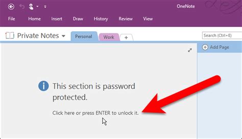 The workflow of a password-protected section in OneNote