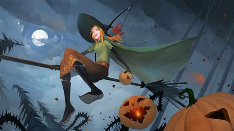 The-banner-saga-witch-full-moon-pumpkin-halloween-night_3840x2160 The Banner Saga witch full moon pumpkin Halloween night wallpaper