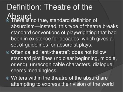 Unlocking the Mysteries of The Theatre of the Absurd: Exploring its Definition, Characteristics, and Influential Works