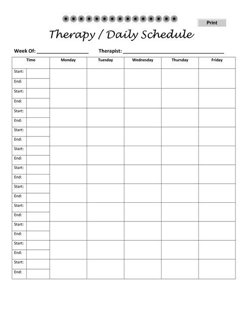 Therapy Schedule Template