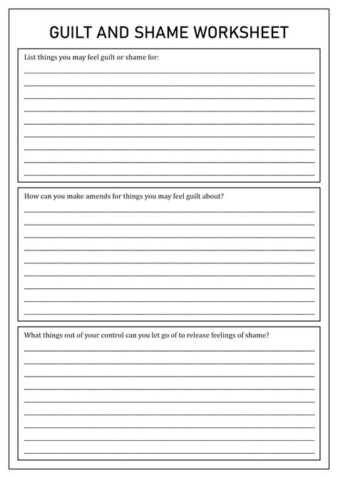 Therapy Worksheets On Shame