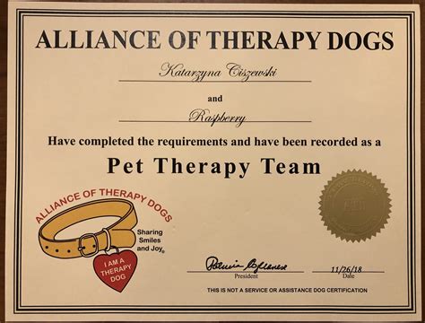 Therapy Dog Certificate Template