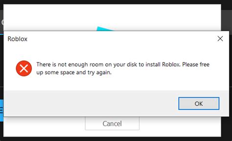 There is not enough room on your disk to install Roblox - Platform 