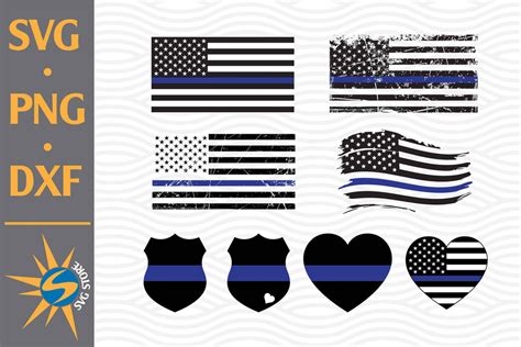 Download Thin Blue Line American Flag DXF Files