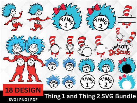Double the Fun with Thing 1 and Thing 2 SVG File Free - Get Your Groove On with Dr. Seuss Inspired Designs