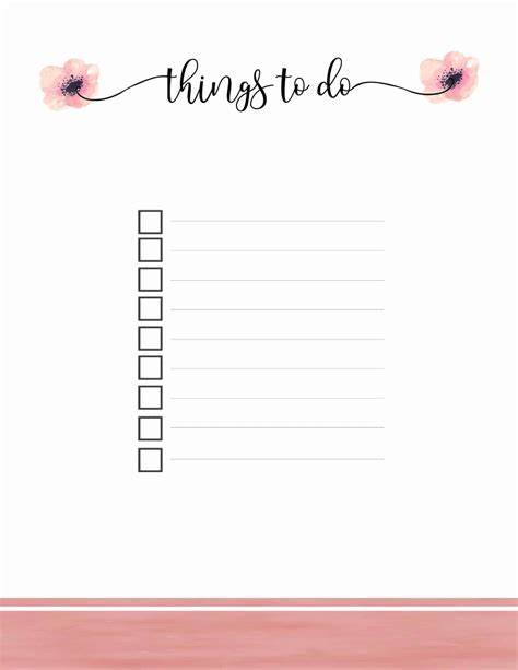 Things To Do List Printable
