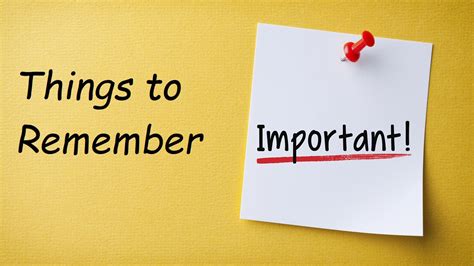 Things To Remember