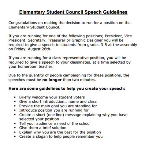 Things To Say In A Student Council Speech