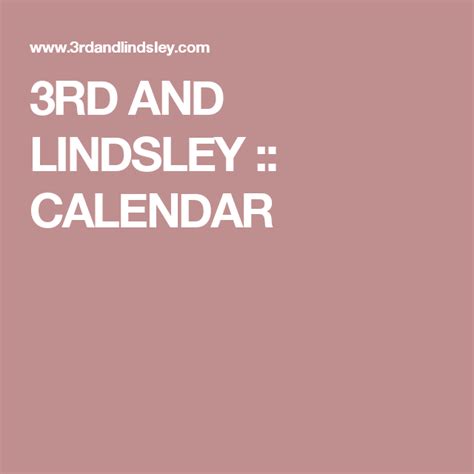 Third And Lindsley Calendar