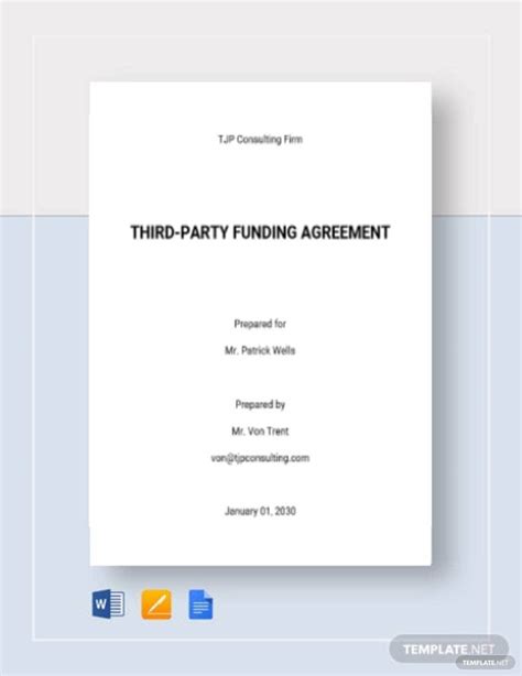 Browse Our Sample of Third Party Funding Agreement Template Payment