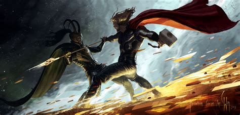 Image of Thor and Loki fighting