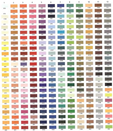 Thread Color Chart For Embroidery Machine Brother