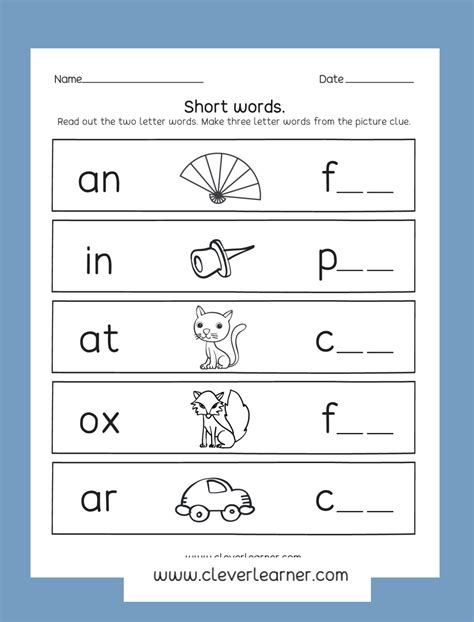 Three Letter Words Kindergarten Worksheets