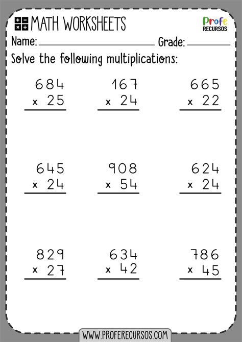 Three Digit By Three Digit Multiplication Worksheets