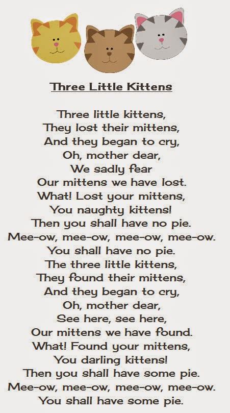 Three Little Kittens Nursery Rhyme Printable