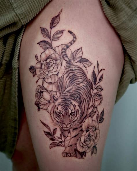 Tiger Flower Tattoo