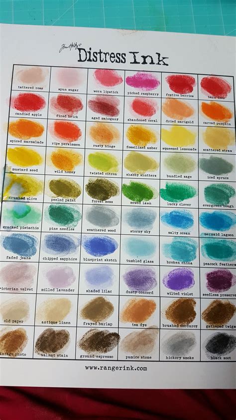 Tim Holtz Alcohol Ink Color Chart Printable