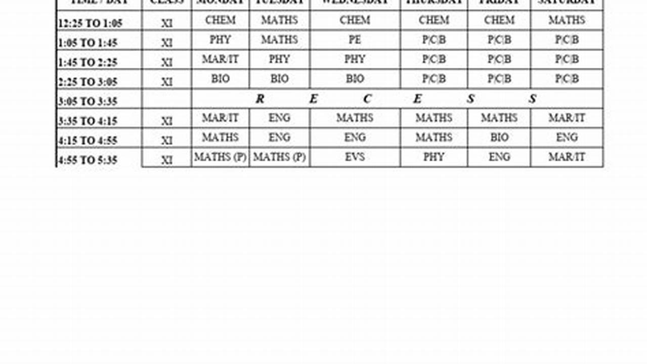 Time Table 2024 2025