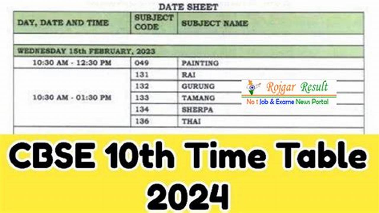 Time Table For 2024