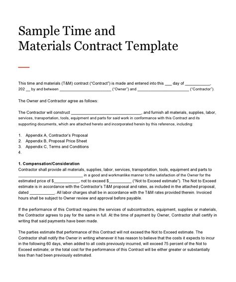 Time and Materials Contract Template Incredible Time and Material