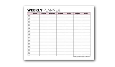 Time Block Schedule Printable