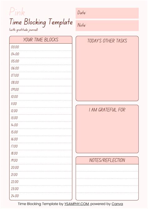 Time Block Template Printable