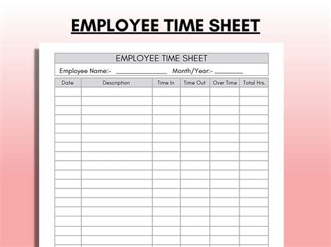 Time Card Sheets Printable