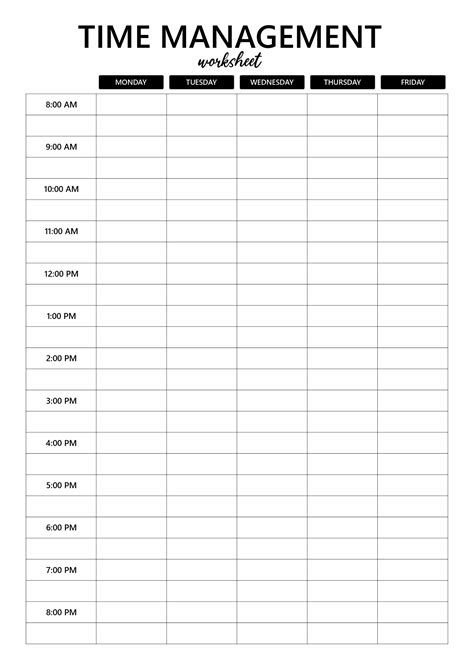 Time Management Worksheet Pdf