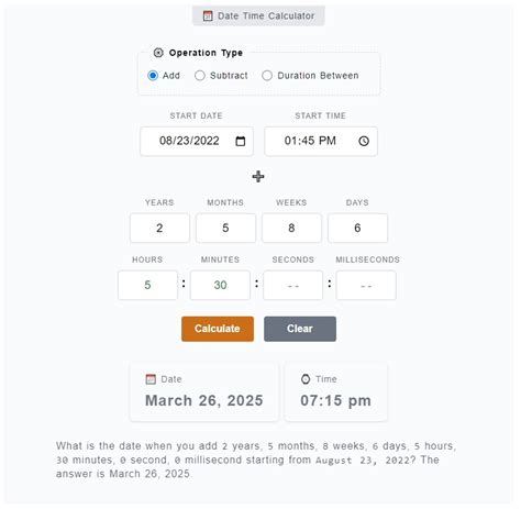Time To Date Calculator