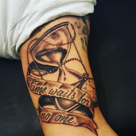40 Time Waits For No Man Tattoo Designs For Men Quote