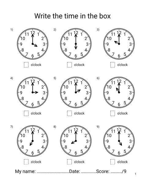 Time Worksheets For Grade 1