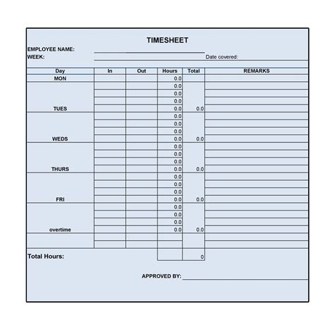 Timecard Template Free