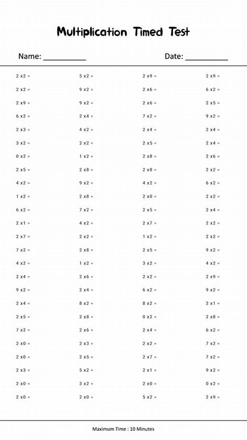 Timed Multiplication Test Printable