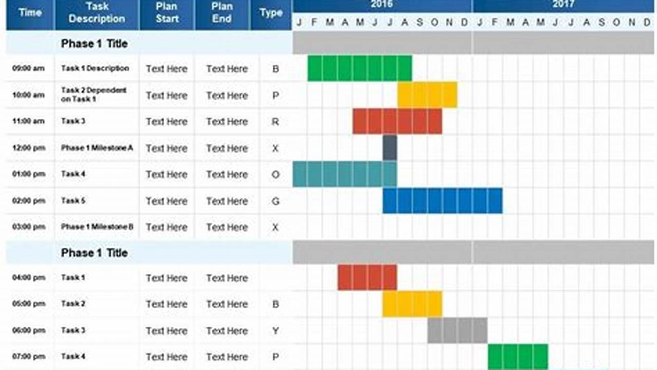 Timeline, Excel Templates