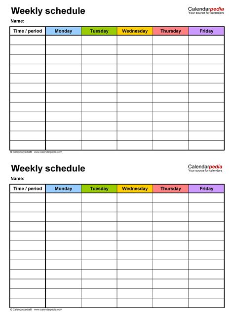 Timetable Calendar Template