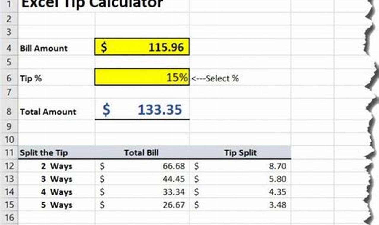 Tip pool calculator Excel