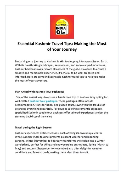 Tips Making Most Tour