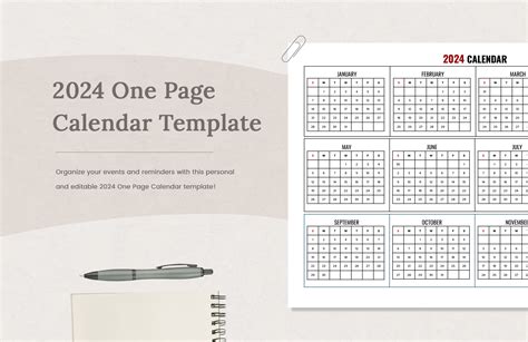 Tips for Choosing a 2024 One-Page Calendar PDF Image