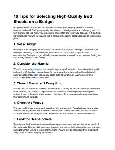 Tips for Selecting Quality Sheets