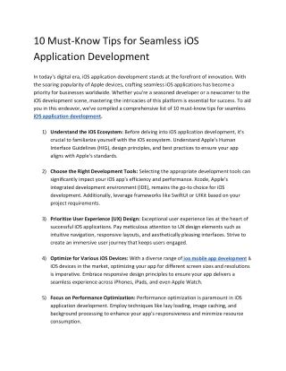 Tips for a Seamless Application